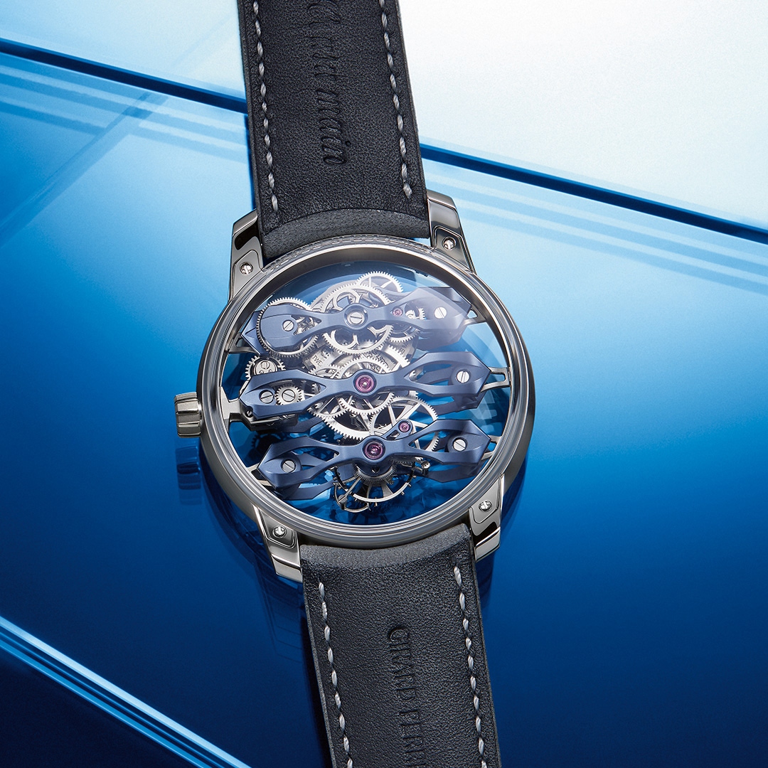 Tourbillon with Three Flying Bridges Bucherer BLUE